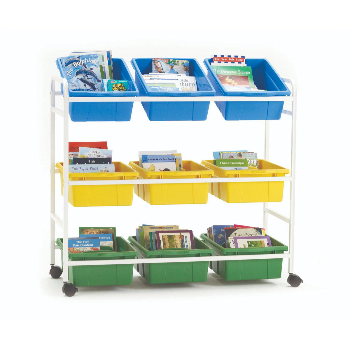 Leveled Reading Book Browser Cart with 9 Tubs, Classic Tub Combo