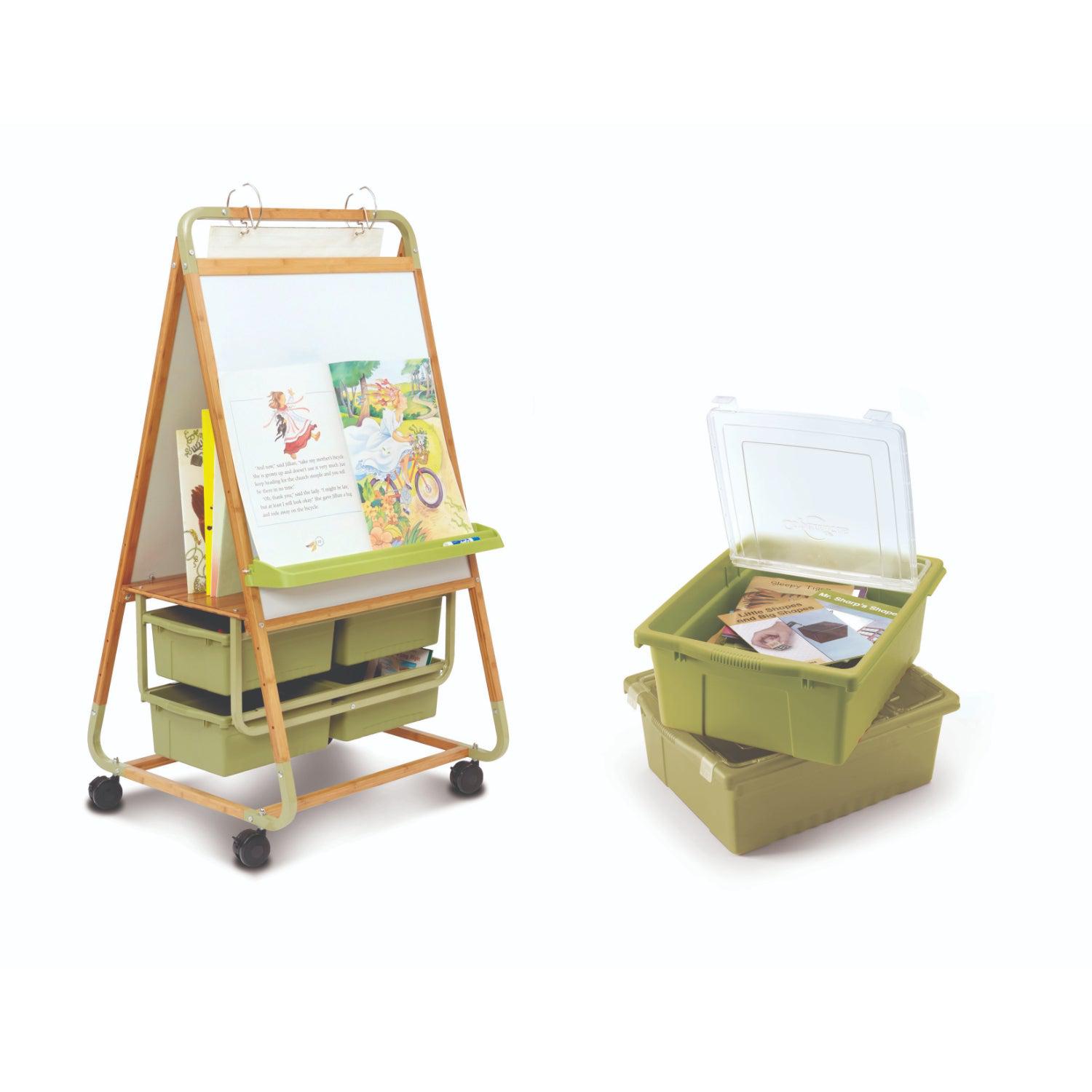 Double Sided Bamboo Teaching Easel with Lids