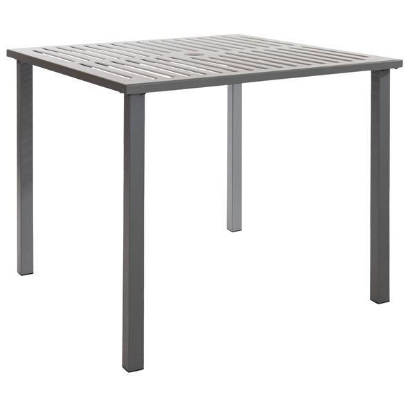 counter height patio table with umbrella hole Daytona Collection Outdoor/Indoor 36" Square Steel Bar Height Table wi