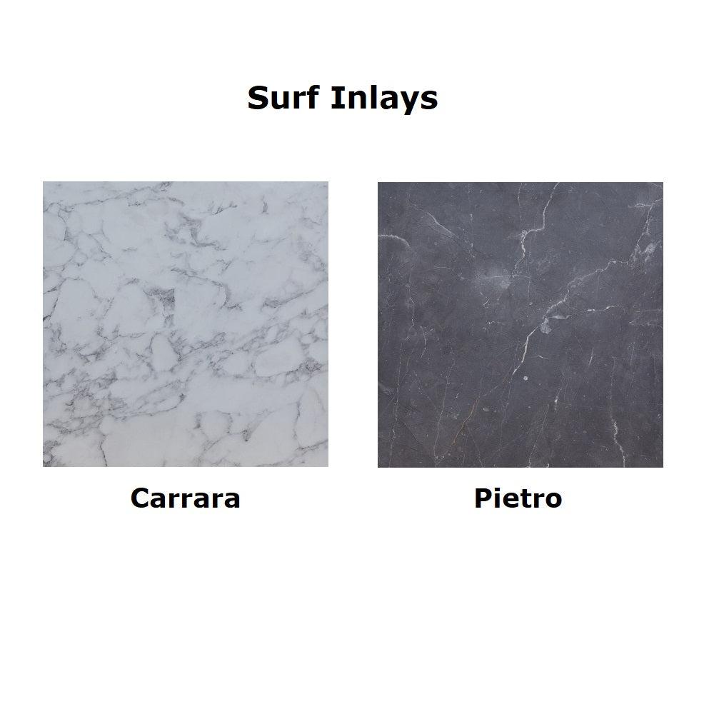 Surf Inlay Outdoor/Indoor 36" x 72" Aluminum 4-Leg Bolt-Down Bar Height Table with Laminate Inlay Top