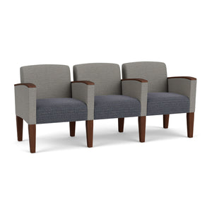 Belmont Collection Reception Seating, 3 Seats with Center Arms, Designer Fabric Upholstery, FREE SHIPPING
