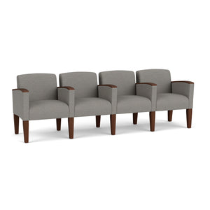Belmont Collection Reception Seating, 4 Seats with Center Arms, Designer Fabric Upholstery, FREE SHIPPING
