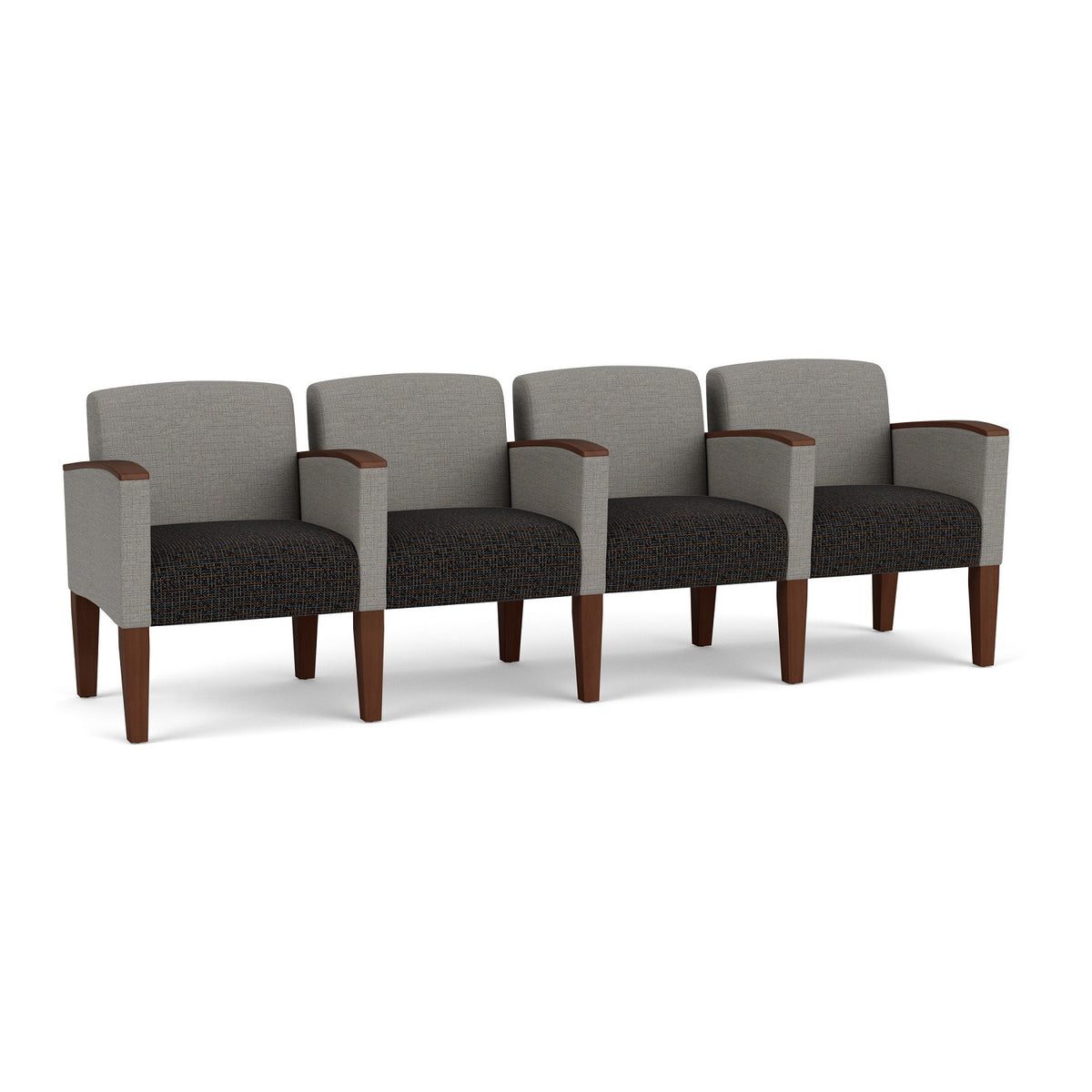Belmont Collection Reception Seating, 4 Seats with Center Arms, Designer Fabric Upholstery, FREE SHIPPING