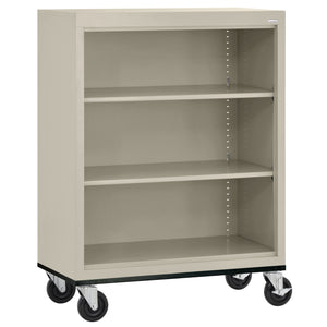 Elite Series Welded Steel Mobile 3-Shelf Mobile Bookcase, 2 Adjustable Shelves and Bottom Shelf, 36" W x 18" D x 42" H