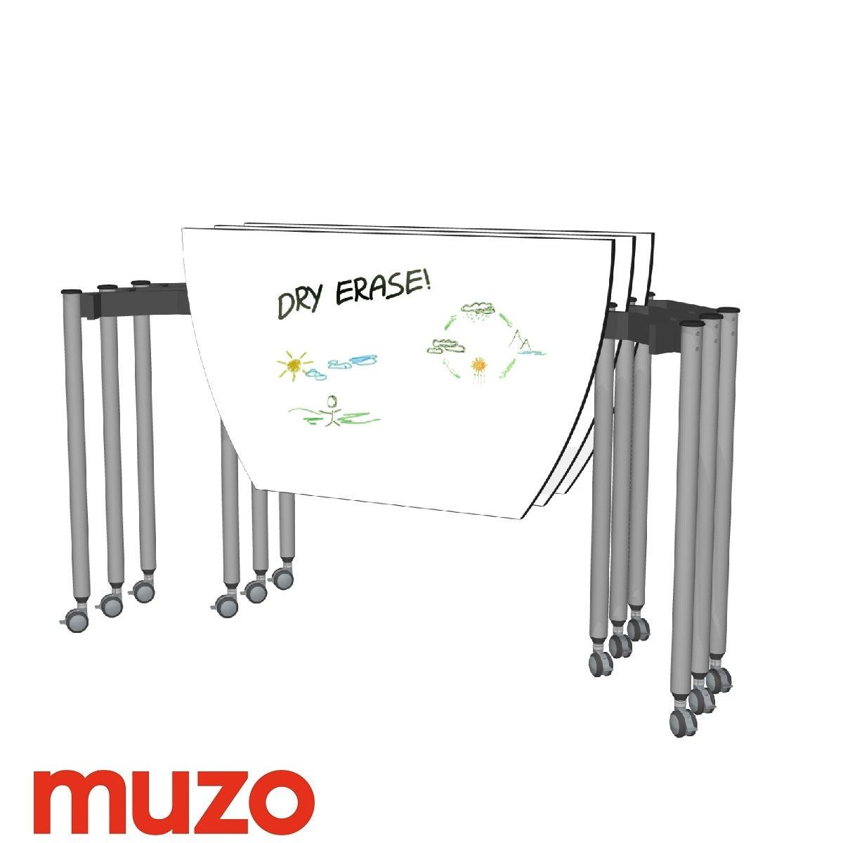 Muzo Tall Kite® Standing Height Mobile Dry-Erase Flip-Top Folding/Nesting Table, Boat End, 51" W x 29.5" D