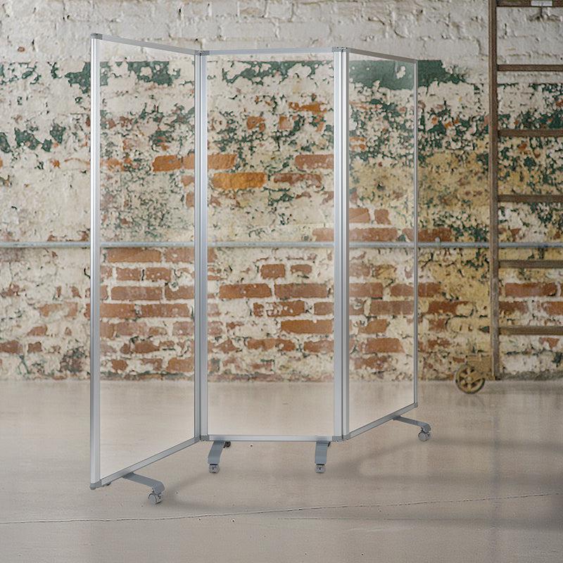 Floor Standing Clear Acrylic Room Divider Shield with Metal