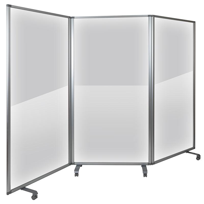 NPS Room Divider, 6' Height, 3 Sections, Clear Acrylic Panels
