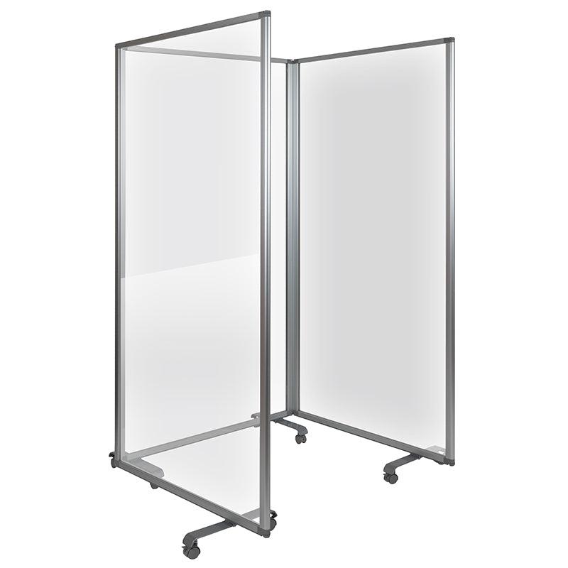 Transparent Acrylic 3-Section Folding Mobile Partition with Lockable C -  NextGen Furniture, Inc.