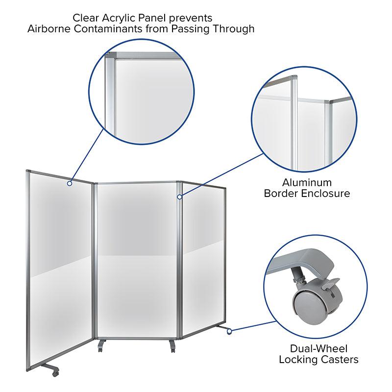 Acrylic Folding Room Divider Clear Iridescent 3-Panel Free