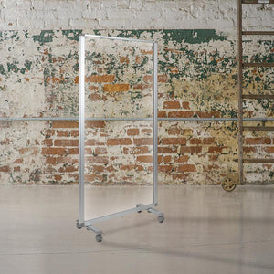 Transparent Acrylic Mobile Partition with Lockable Casters, 36" W x 72" H