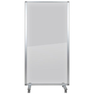 Transparent Acrylic Mobile Partition with Lockable Casters, 36" W x 72" H