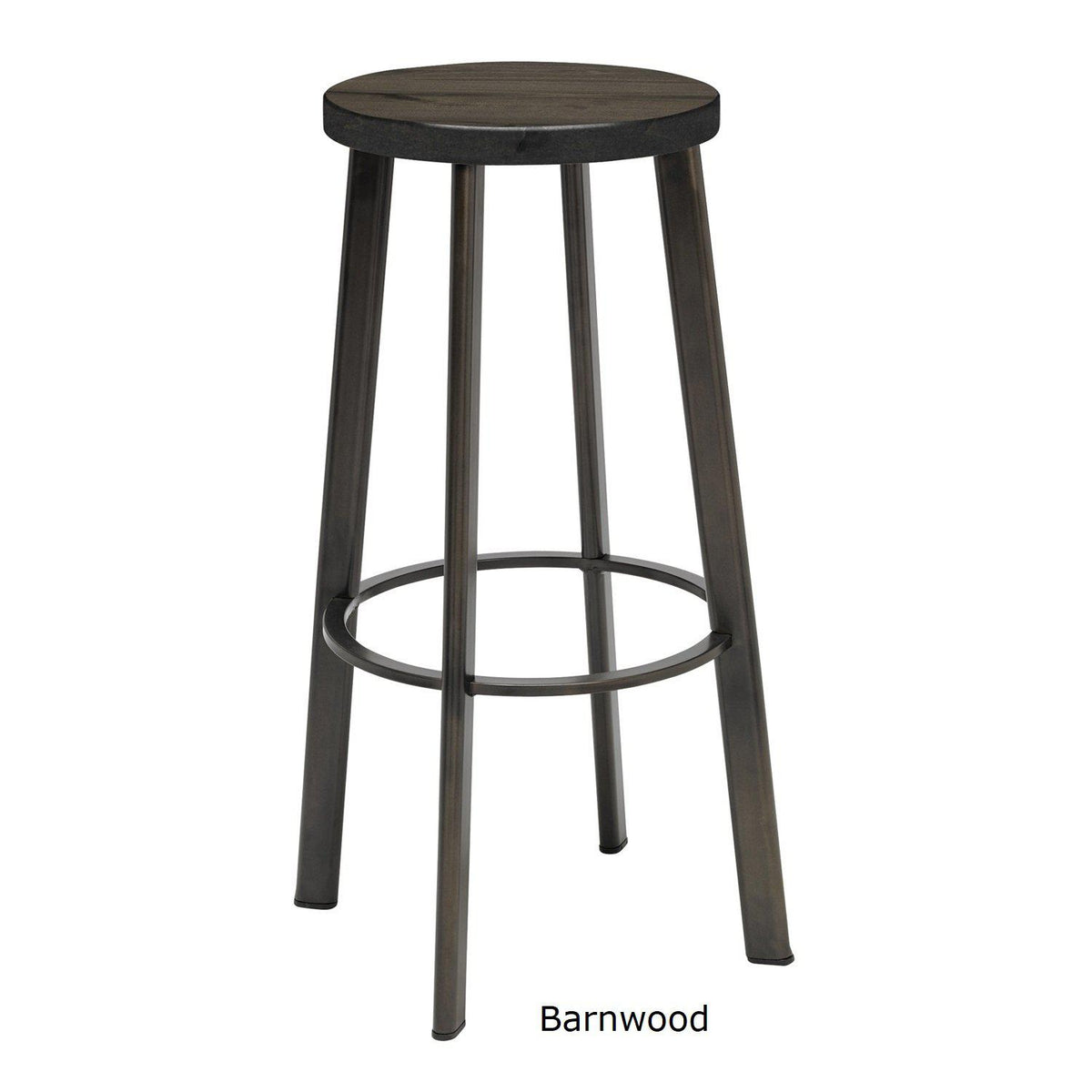 Metro Stool, Natural Steel Frame, Wood Seat, Bar Height, 30"H