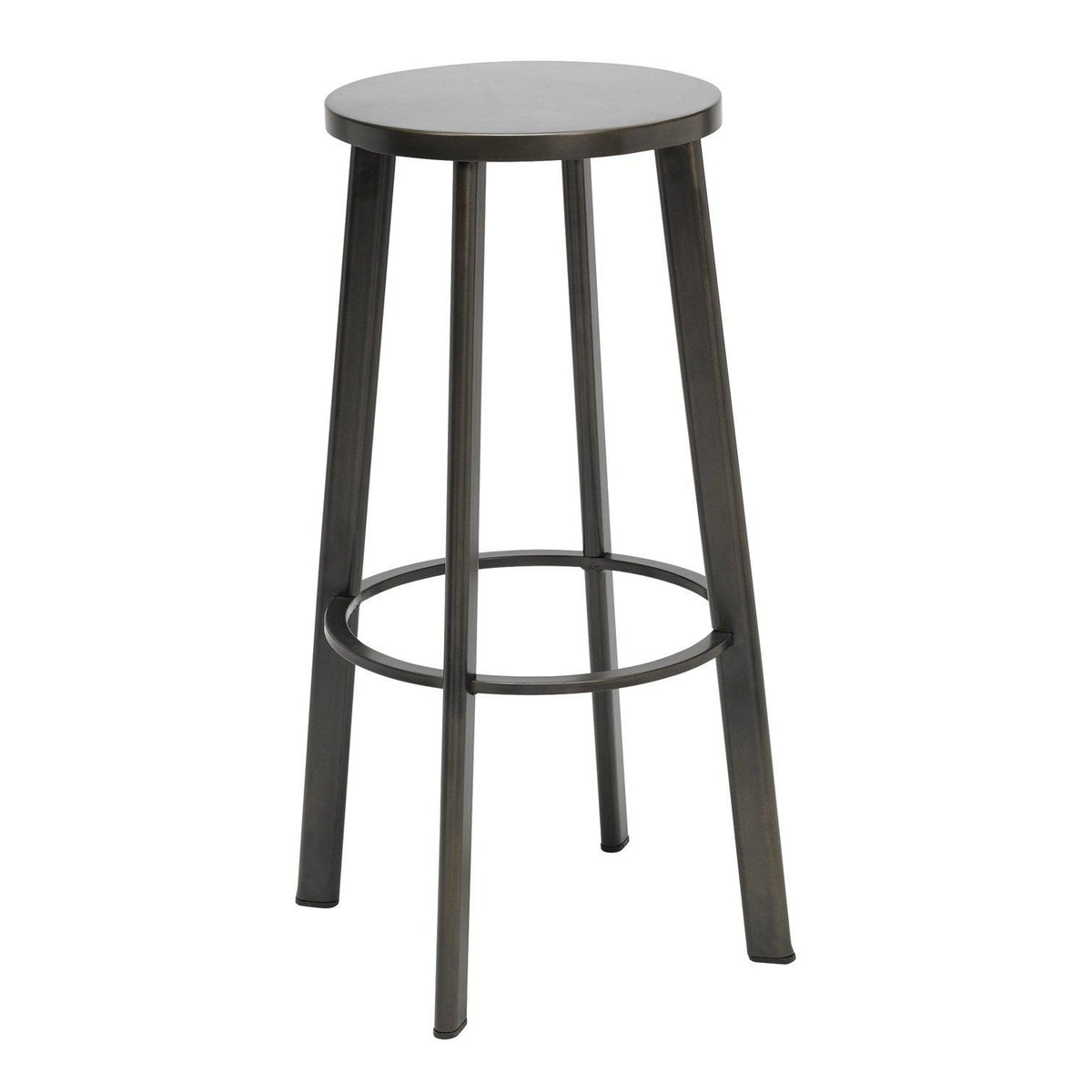 Metro Stool, Natural Steel Frame, Steel Seat, Bar Height, 30"H