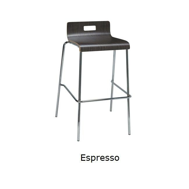 Jive Low Back Stool,  Wood Laminate Seat, Bar Height, 30"H