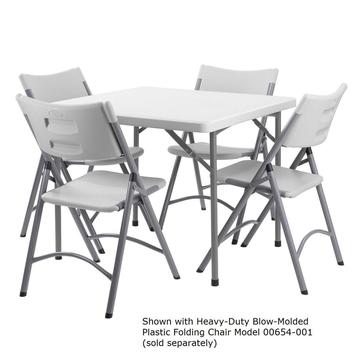 Heavy Duty "Smooth Top" Square Blow-Molded Plastic Folding Table, 36" x 36", Speckled Grey Top, Grey Frame