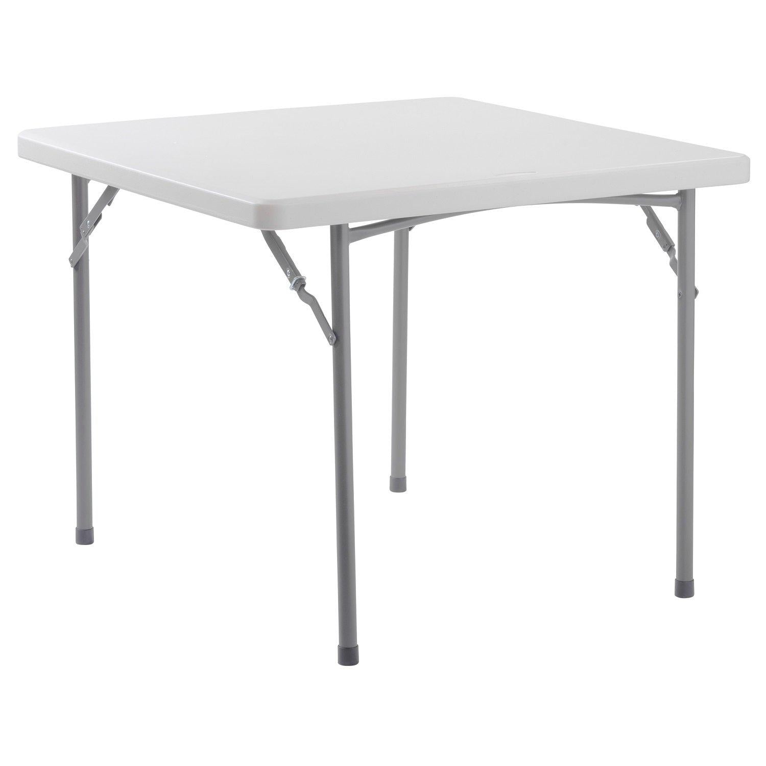 Heavy Duty "Smooth Top" Square Blow-Molded Plastic Folding Table, 36" x 36", Speckled Grey Top, Grey Frame
