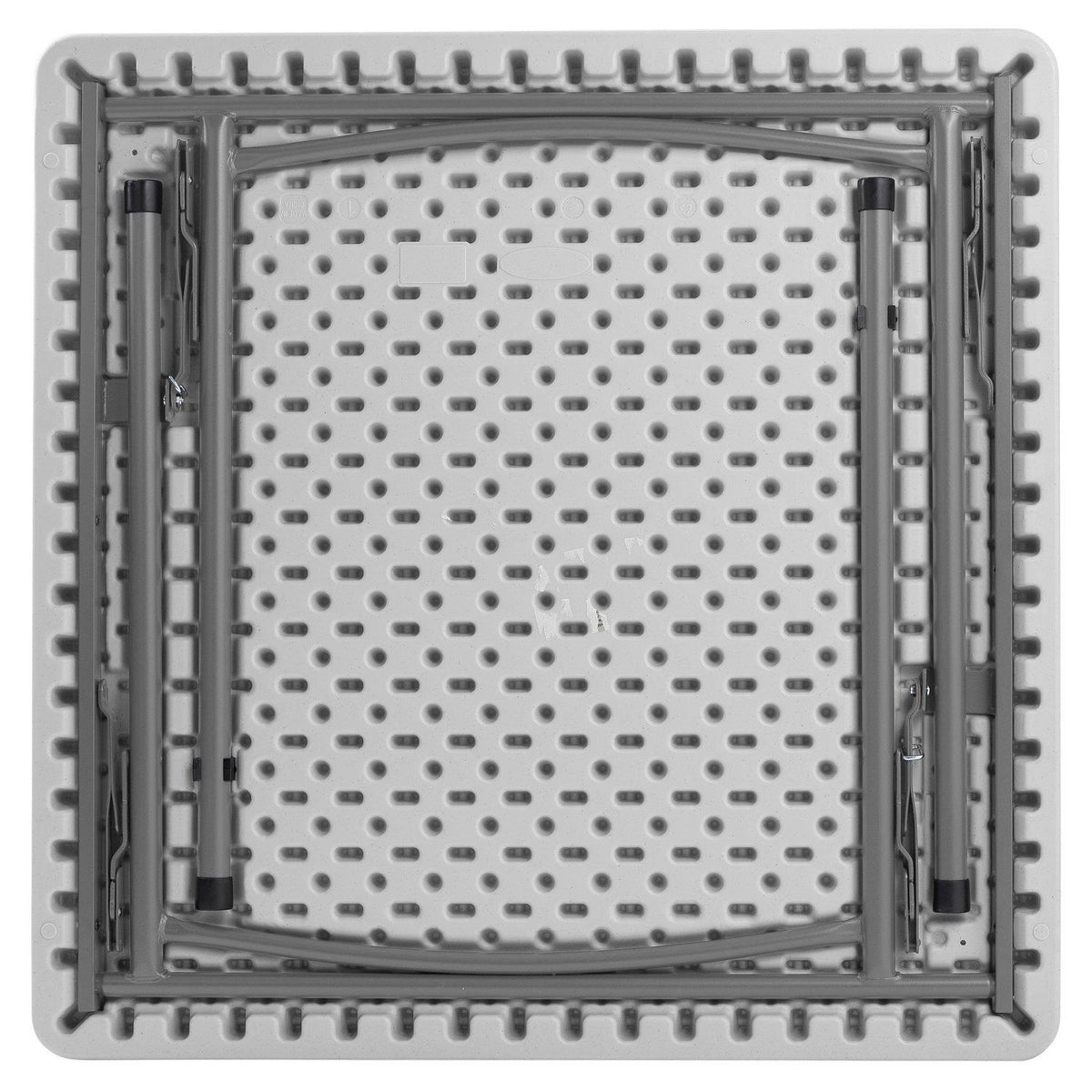 Heavy Duty "Smooth Top" Square Blow-Molded Plastic Folding Table, 36" x 36", Speckled Grey Top, Grey Frame