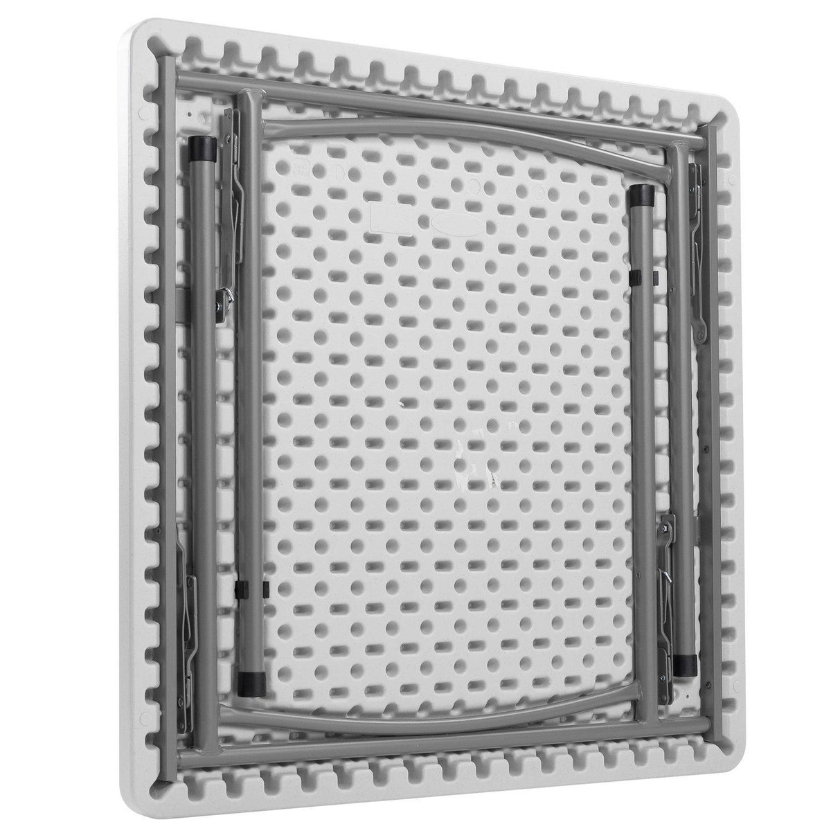 Heavy Duty "Smooth Top" Square Blow-Molded Plastic Folding Table, 36" x 36", Speckled Grey Top, Grey Frame