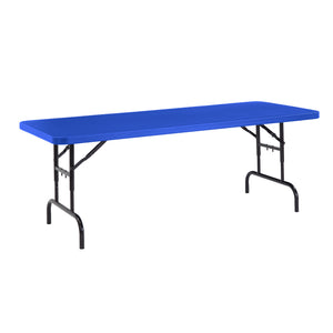 "All American Colors" Height Adjustable Heavy Duty "Smooth Top" Blow-Molded Plastic Folding Table