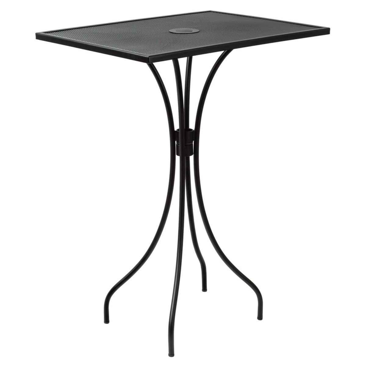 Barnegat Collection Outdoor/Indoor Black Steel 24" x 32" Bar Height Table with Umbrella Hole