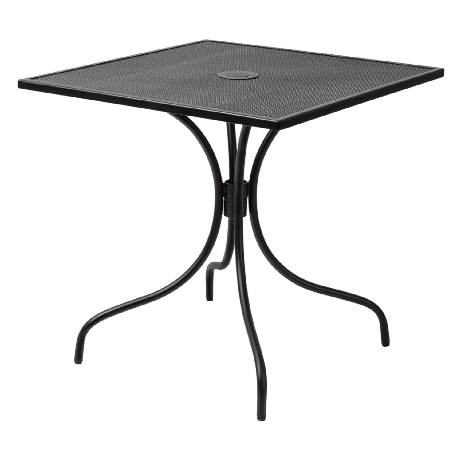 30 patio table with umbrella hole Barnegat Collection Outdoor/Indoor Black Steel 30" Square Dining Heigh