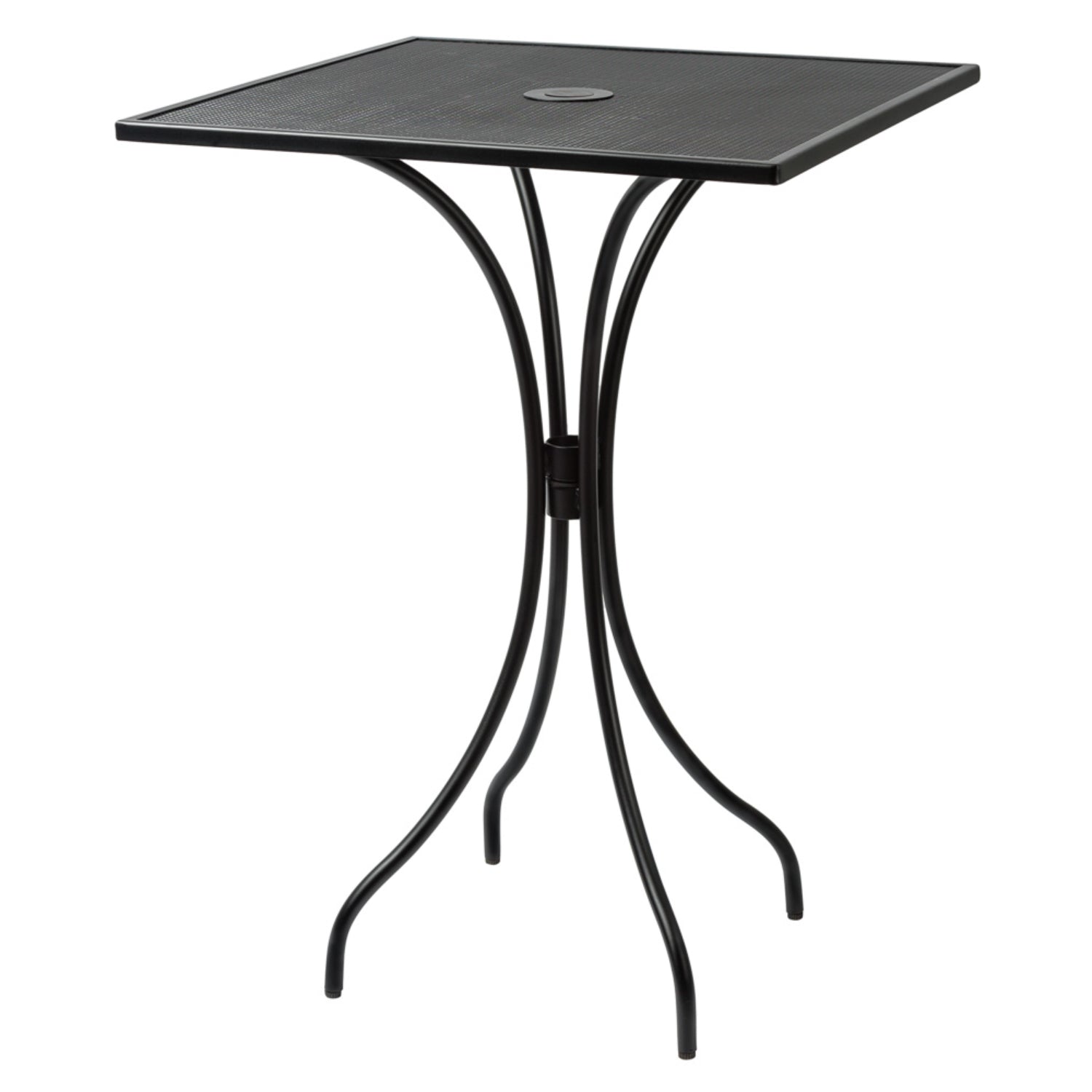 Barnegat Collection Outdoor/Indoor Black Steel 30" Square Bar Height Table with Umbrella Hole