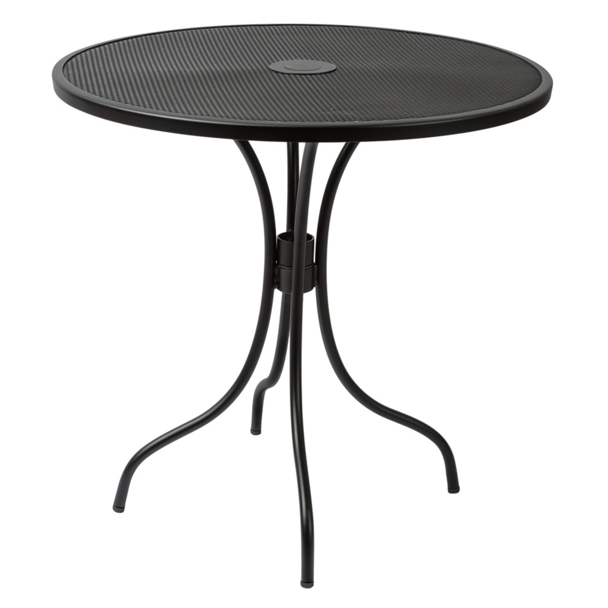 Barnegat Collection Outdoor/Indoor Black Steel 30" Round Dining Height Table with Umbrella Hole