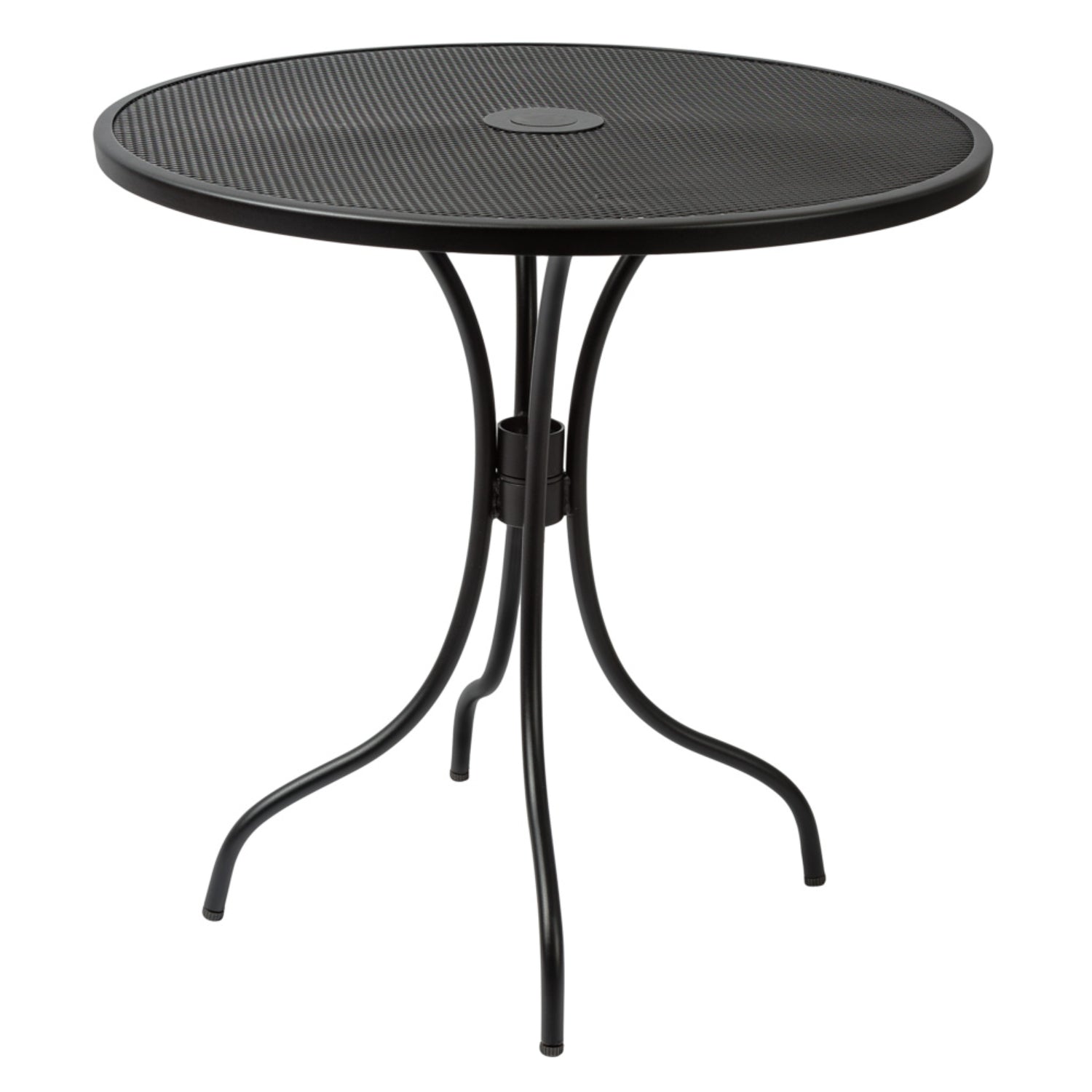 Barnegat Collection Outdoor/Indoor Black Steel 30" Round Dining Height Table with Umbrella Hole
