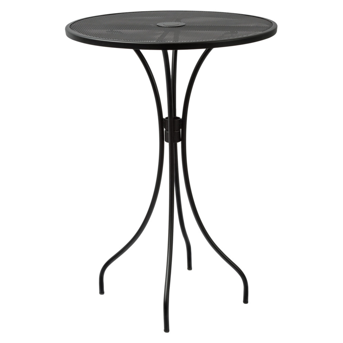 Barnegat Collection Outdoor/Indoor Black Steel 30" Round Bar Height Table with Umbrella Hole