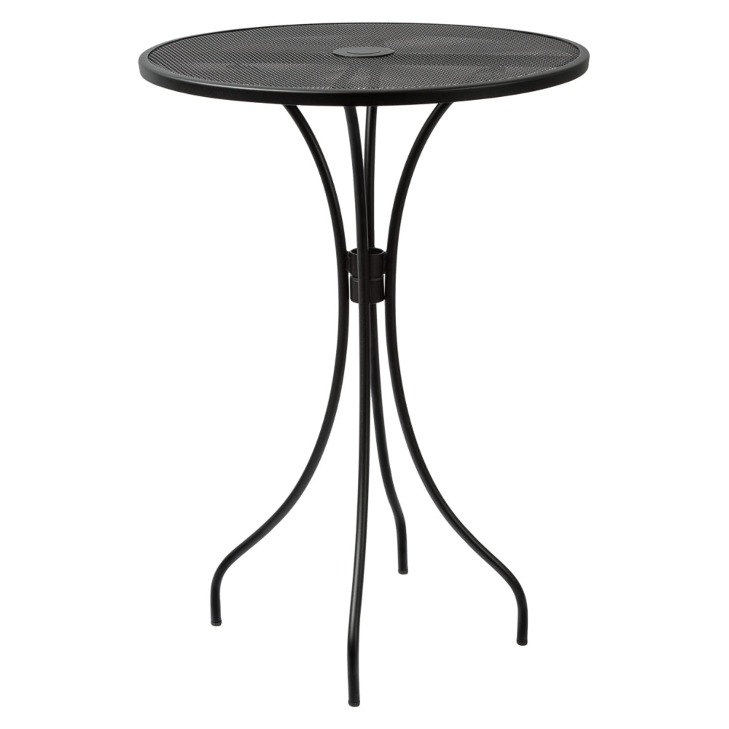 Barnegat Collection Outdoor/Indoor Black Steel 30" Round Bar Height Table with Umbrella Hole