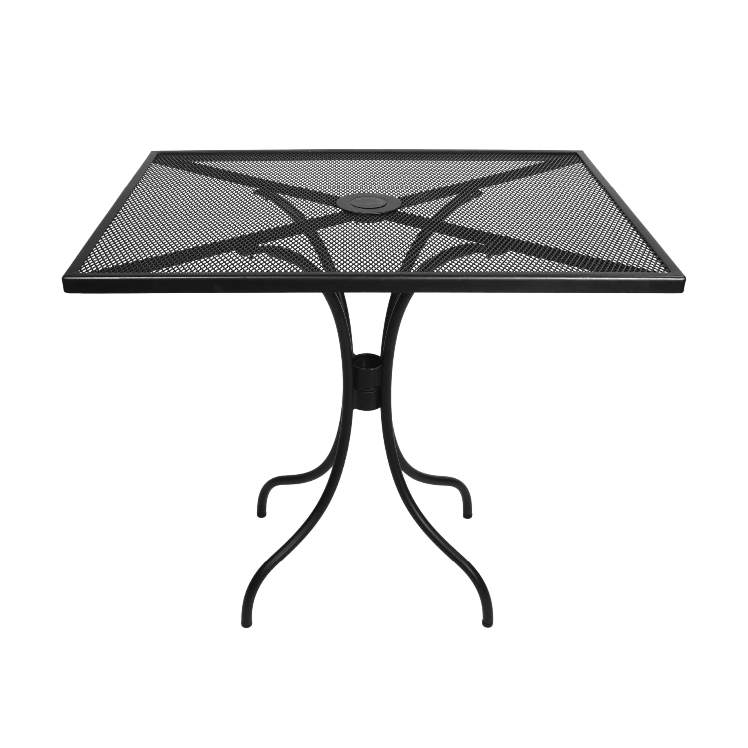 Barnegat Collection Outdoor/Indoor Black Steel 36" Square Dining Height Table with Umbrella Hole