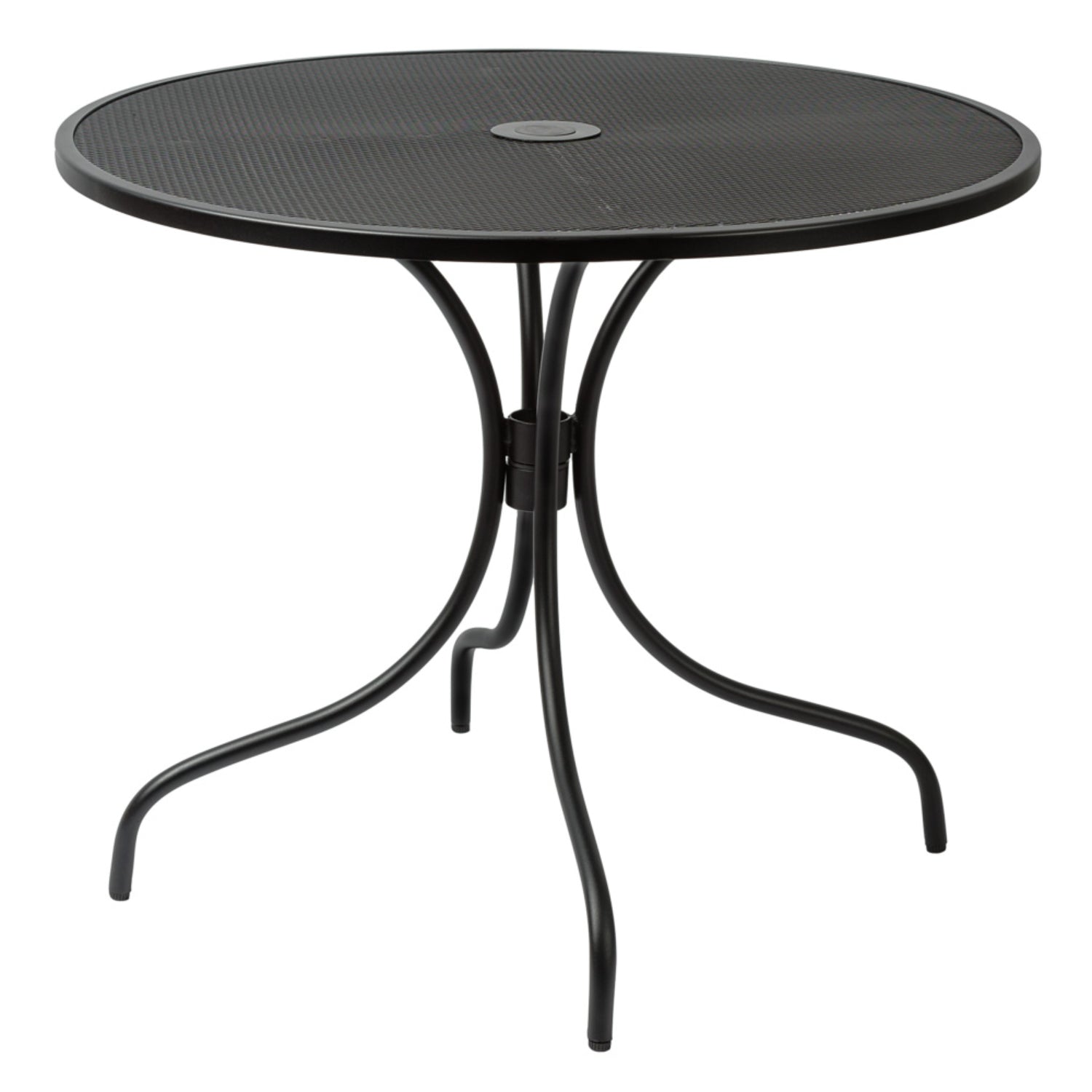 Barnegat Collection Outdoor/Indoor Black Steel 36" Round Dining Height Table with Umbrella Hole