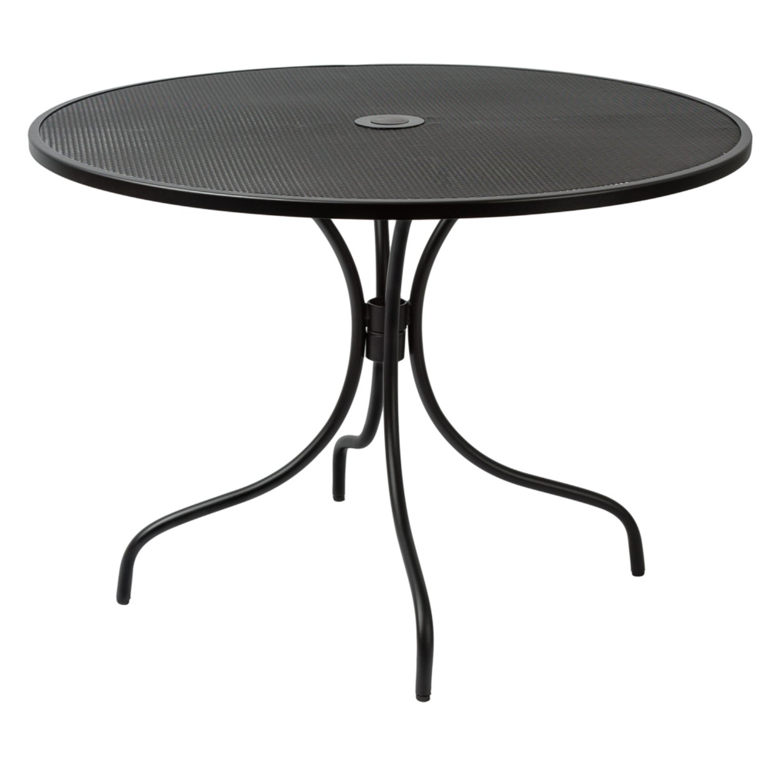 Barnegat Collection Outdoor/Indoor Black Steel 42" Round Dining Height Table with Umbrella Hole