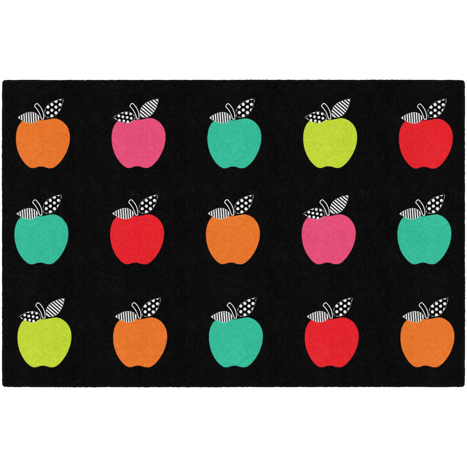 Schoolgirl Style Black, White & Stylish Brights Apple Sit Spot Rugs
