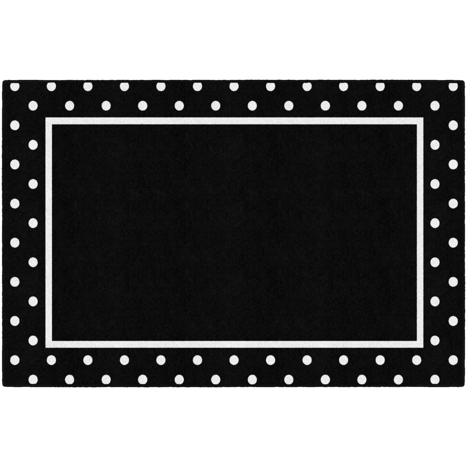 Schoolgirl Style Simply Stylish Tropical Black & White Polka Dot Border Rugs