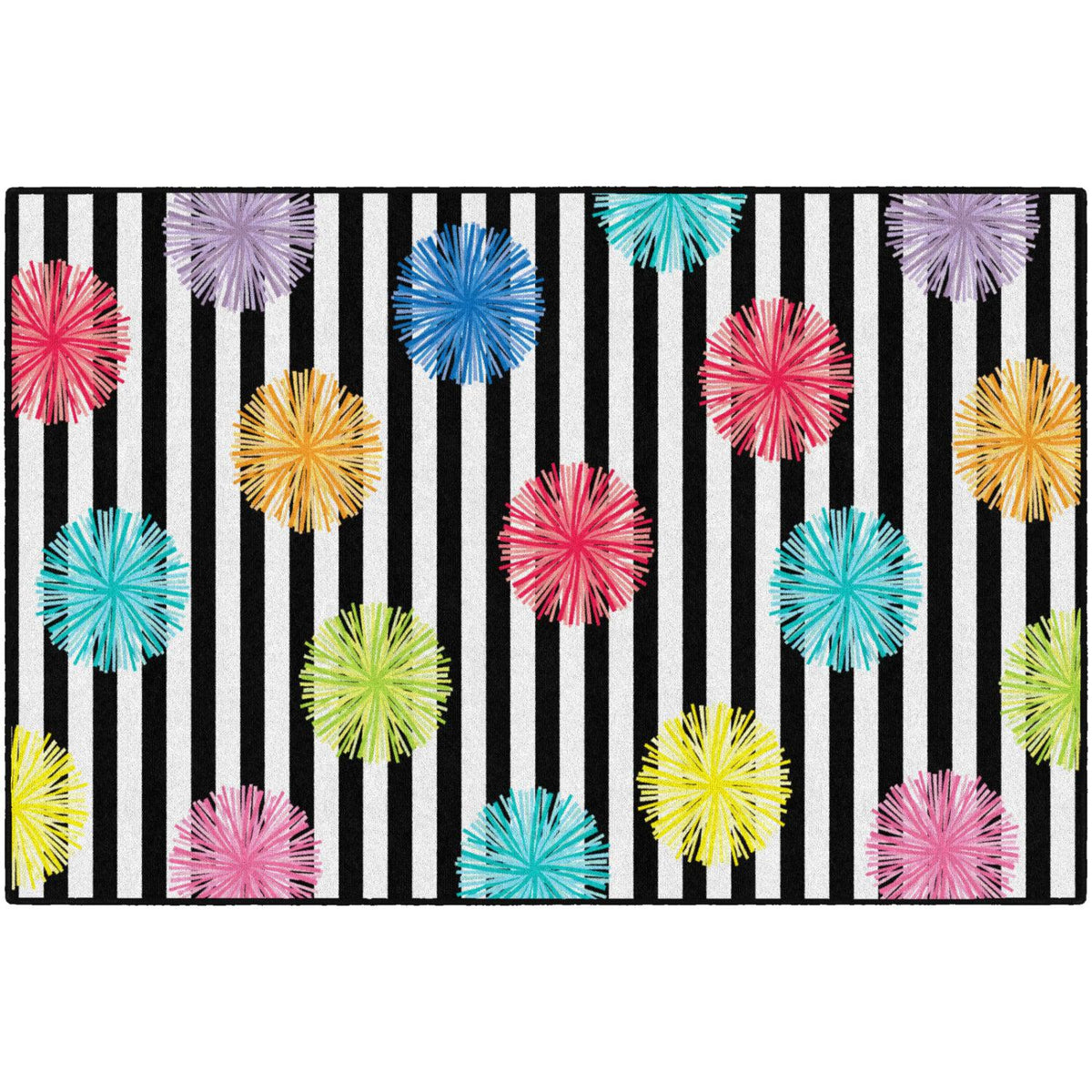 Schoolgirl Style Just Teach Black & White Poms Rugs