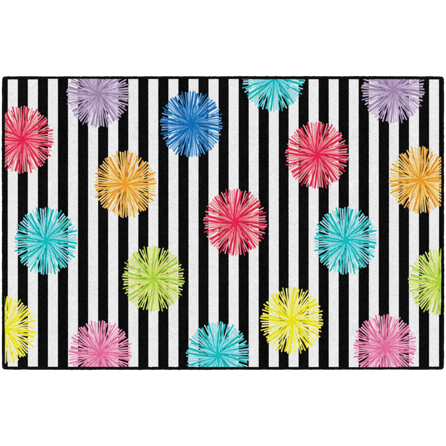 Schoolgirl Style Just Teach Black & White Poms Rugs