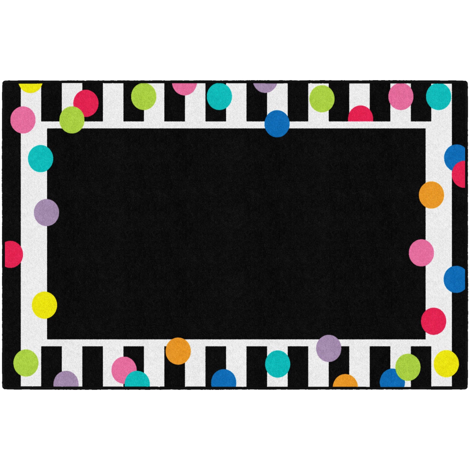 Schoolgirl Style Just Teach Black, White & Bright Polka Dot Border Rugs