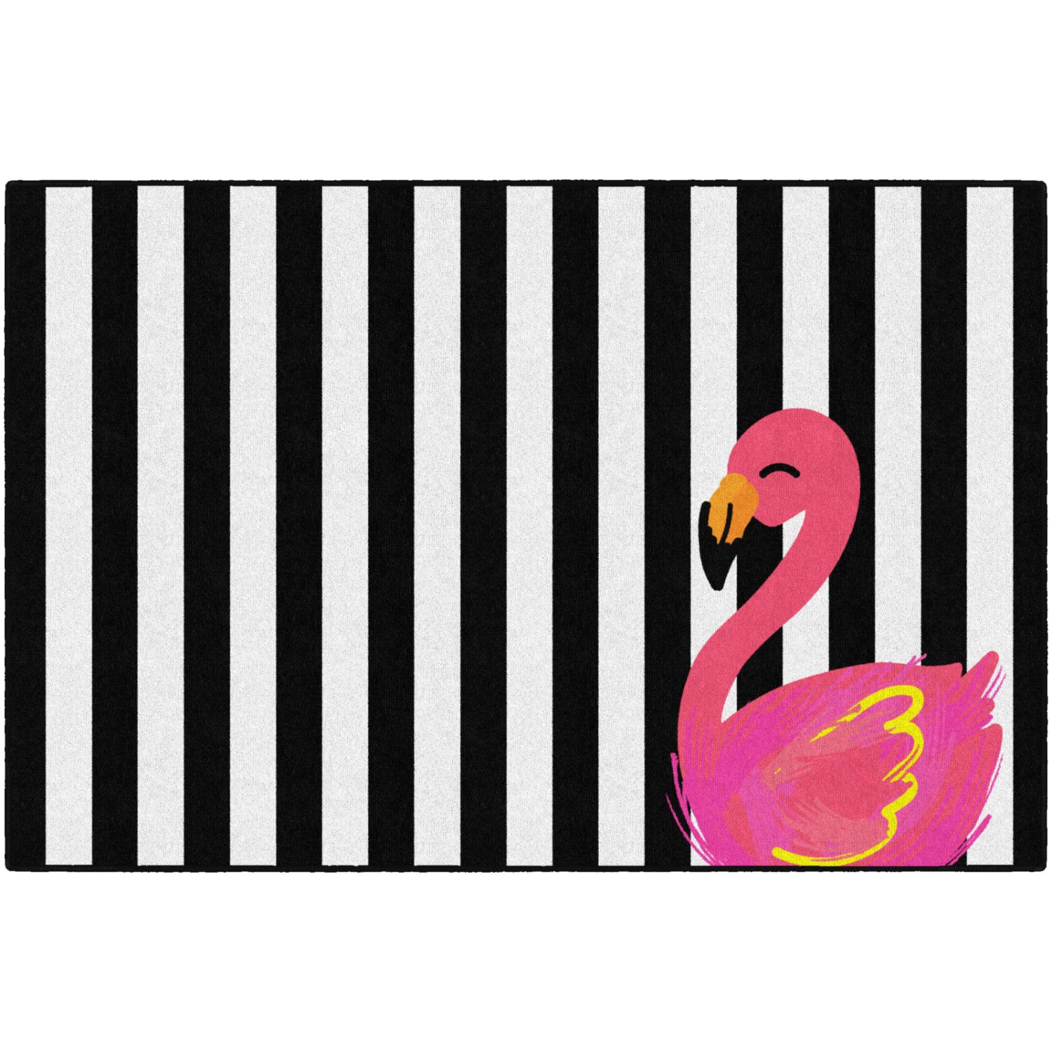 Schoolgirl Style Simply Stylish Tropical Black & White Stripes Flamingo Rugs
