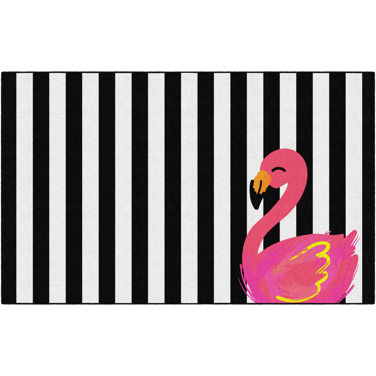Schoolgirl Style Simply Stylish Tropical Black & White Stripes Flamingo Rugs