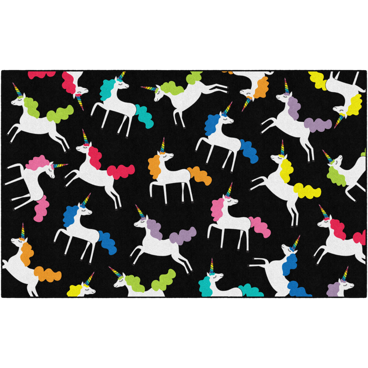 Schoolgirl Style Hello Sunshine Unicorns All Over Black Rugs