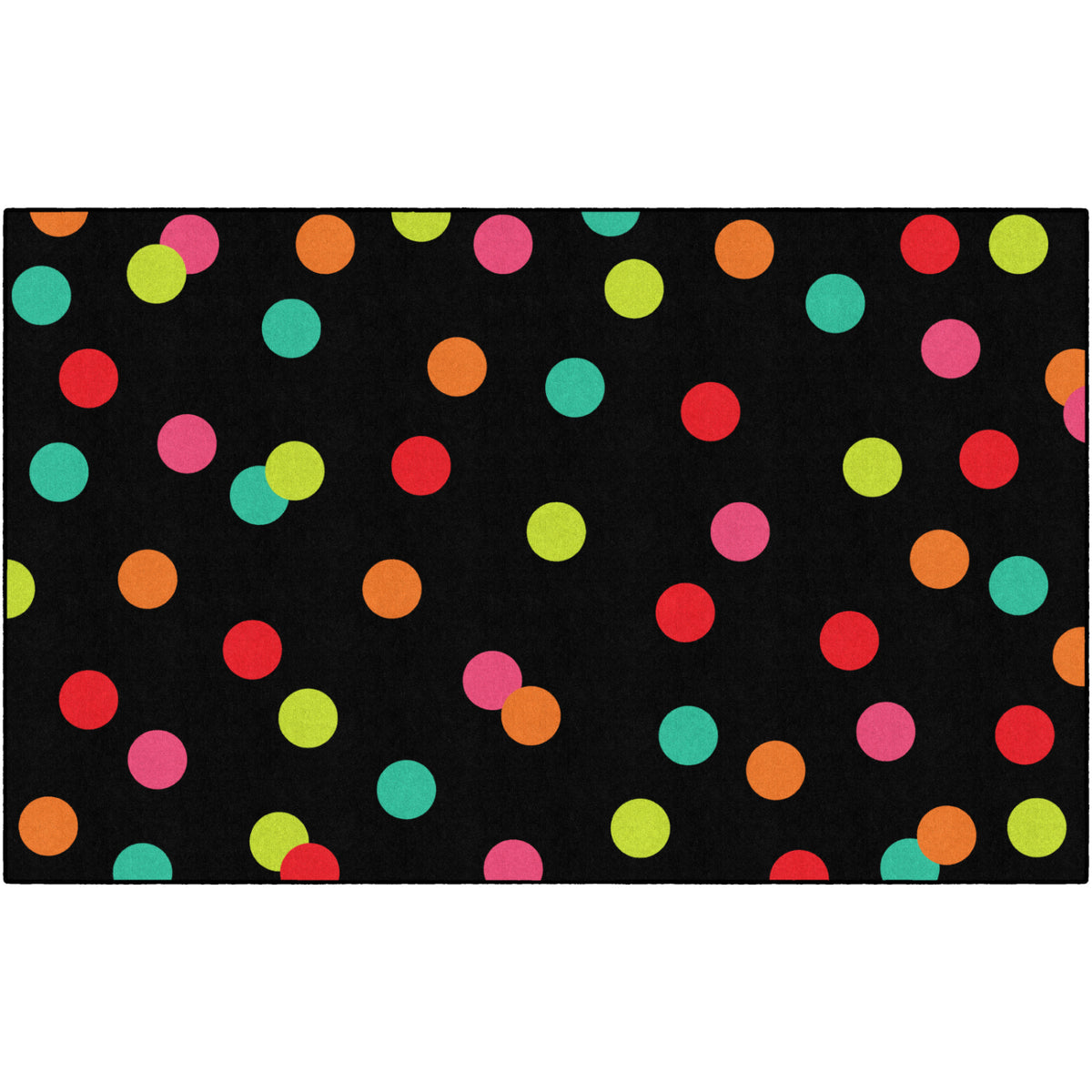 Schoolgirl Style Black, White & Stylish Brights Polka Dots On Black Rugs