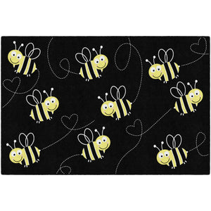 Schoolgirl Style Bees On Black Rugs