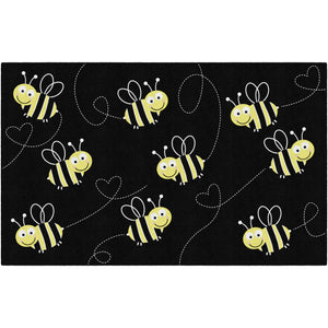 Schoolgirl Style Bees On Black Rugs