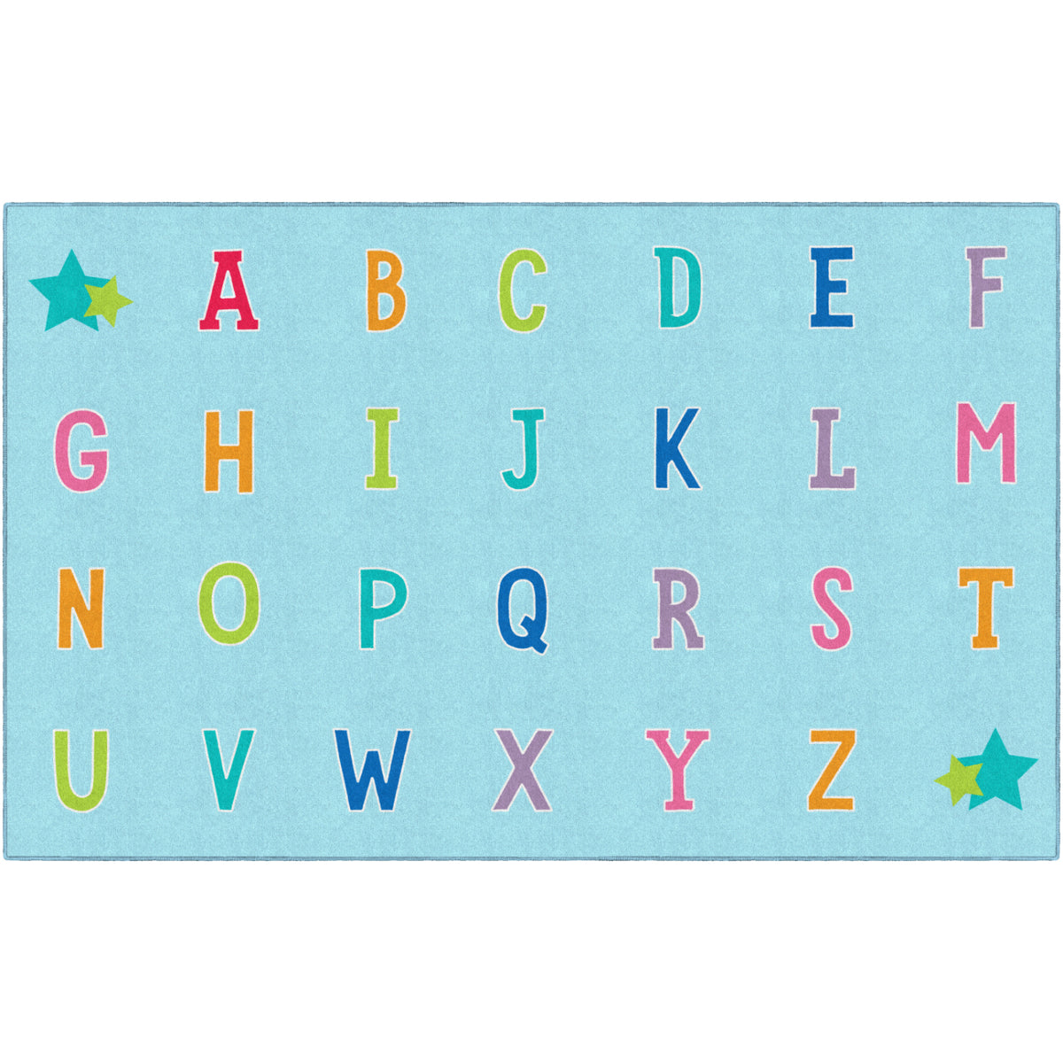 Schoolgirl Style Alphabet On Blue Criss Cross Rugs