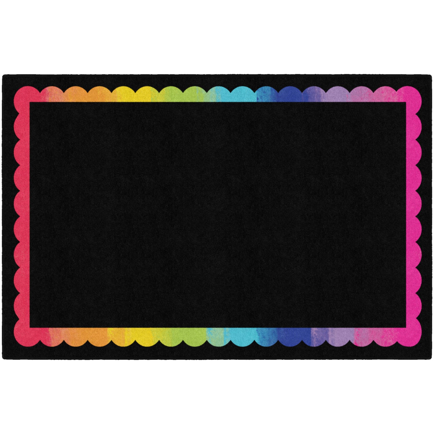 Schoolgirl Style Black with Rainbow Scallop Border Rugs