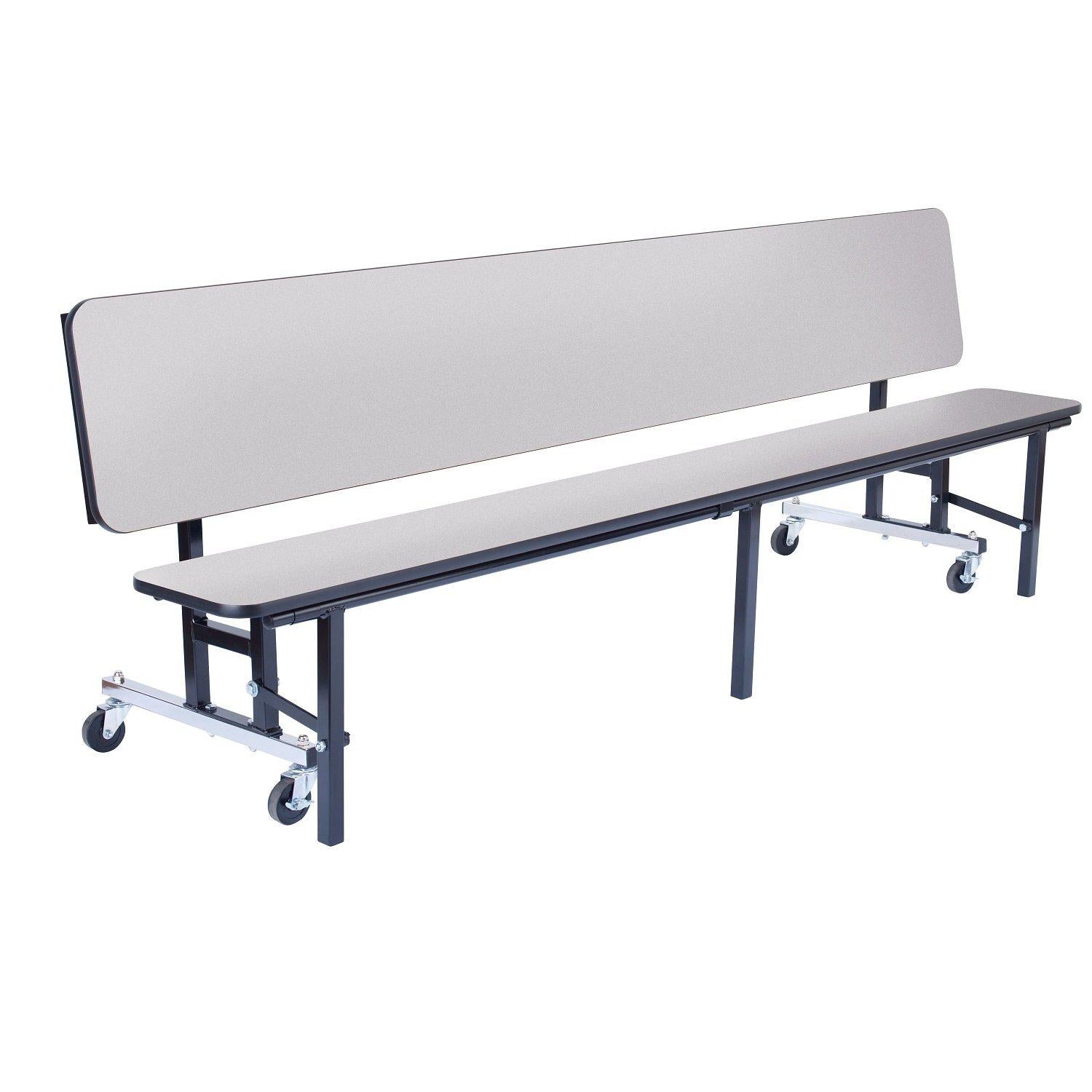 Mobile Convertible Bench Cafeteria Table, 6'L, Particleboard Core, Vinyl T-Mold Edge, Textured Black Frame