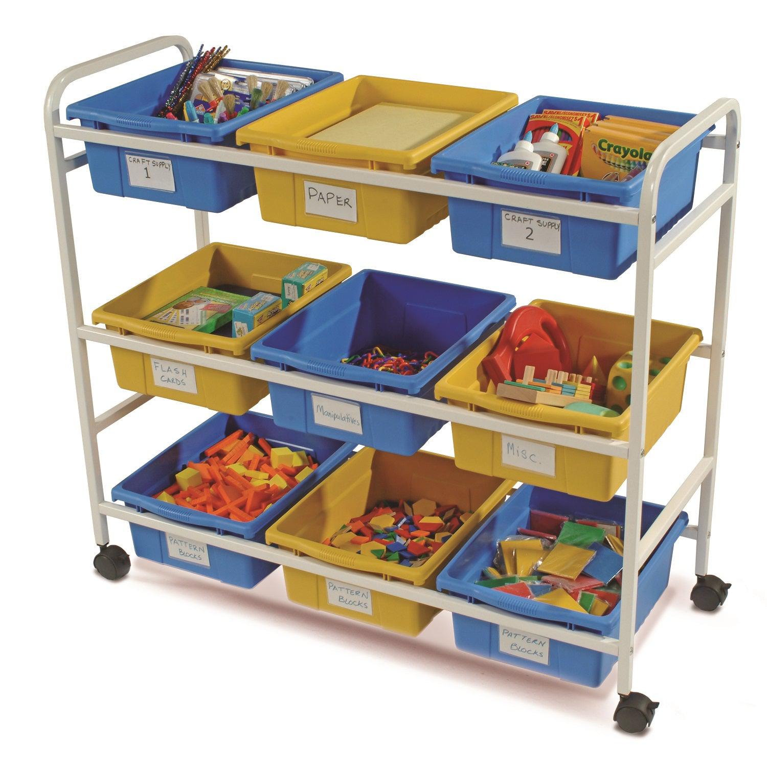 Multi-Purpose Cart with Blue and Yellow Tubs