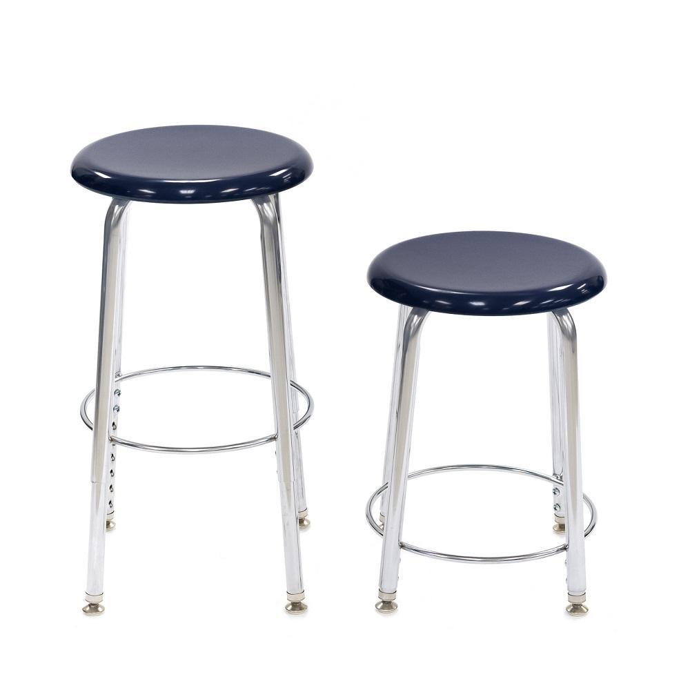Adjustable Height Stool with Solid Hard Plastic Seat,  18" - 24" H