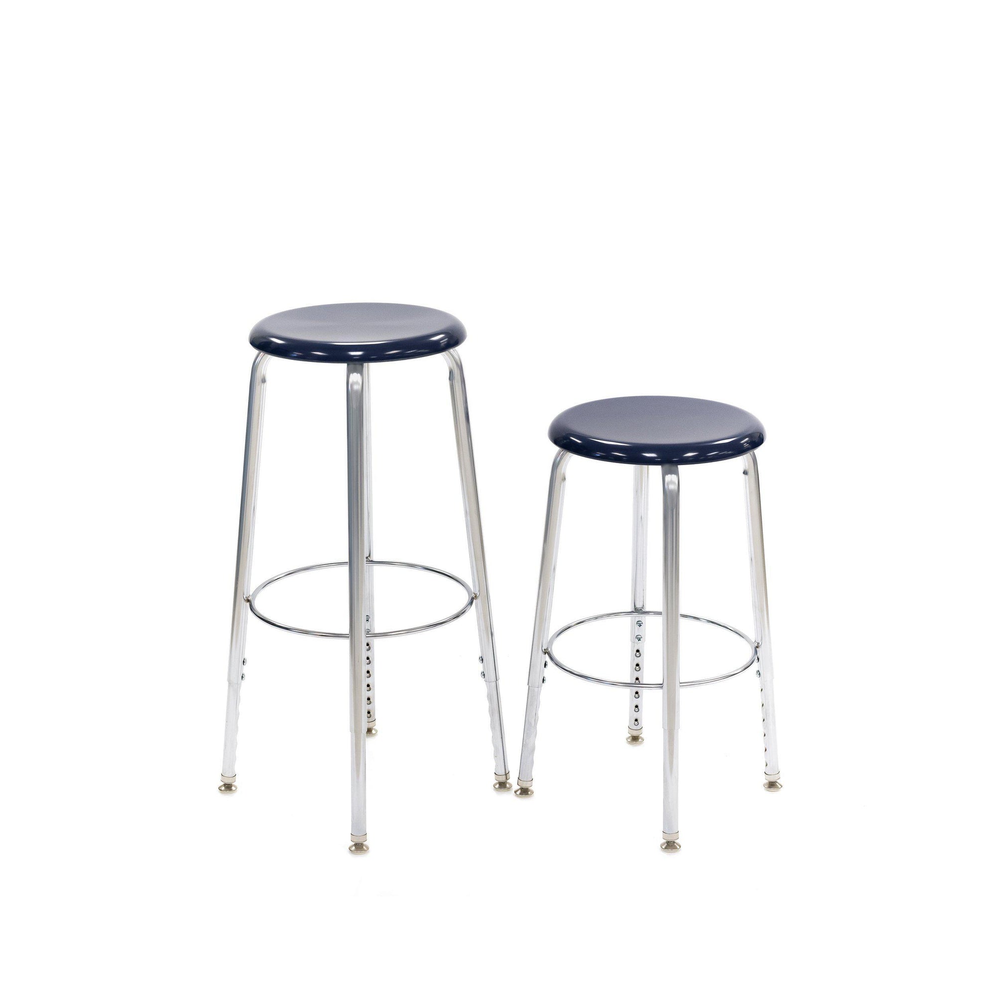 Adjustable Height Stool with Solid Hard Plastic Seat,  24" - 30" H